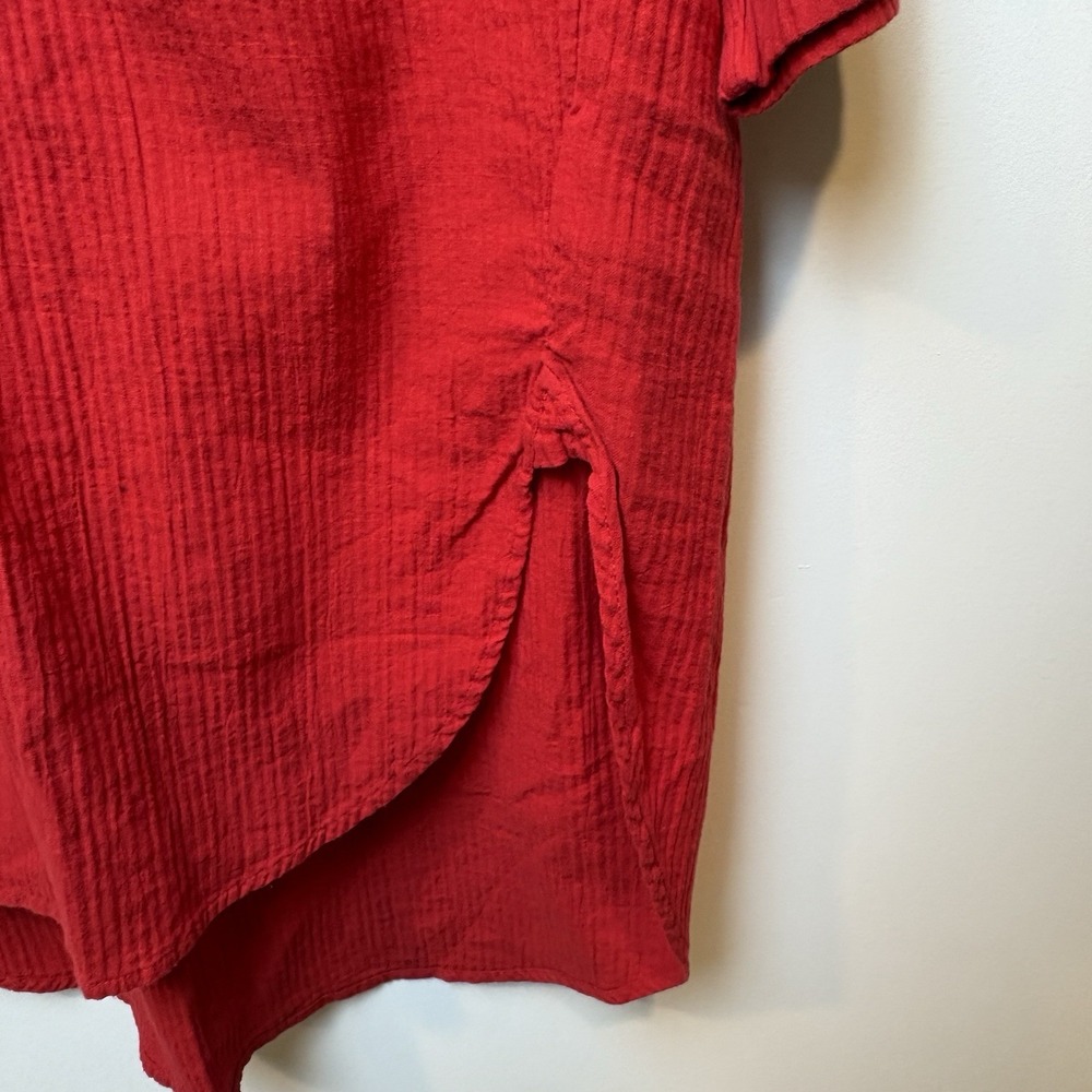 J. Crew Popover Shirt Oversized Gauze Red Tunic Pullover Sz  XXS ‎ Cotton BX628 - Picture 6 of 9